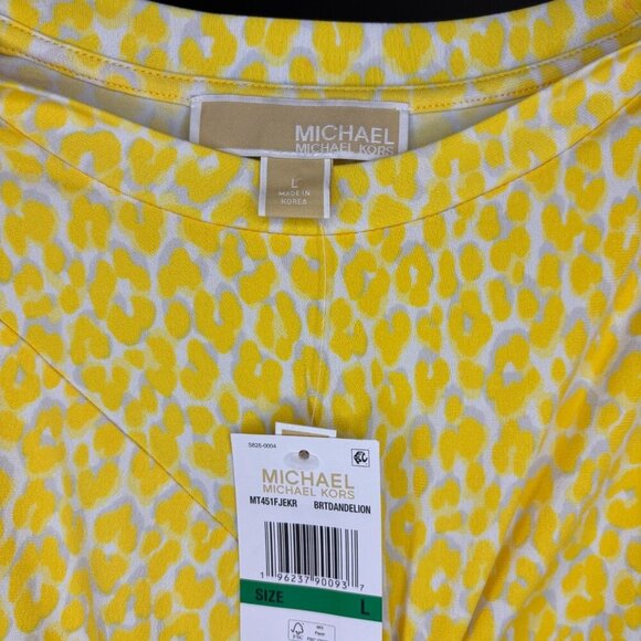 MICHAEL KORS NEW Sleeveless Blouse Womens L Yellow Twist Stretch Flowy Bright - Picture 6 of 6